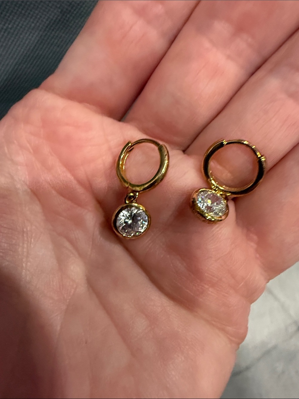 Touchstone Crystal Gold Hoop Earrings with Clear Crystal Drops